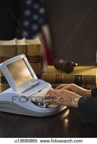 Court stenographer using stenograph machine View Large Photo Image Stock Photography - Court stenographer using stenograph machine. Fotosearch