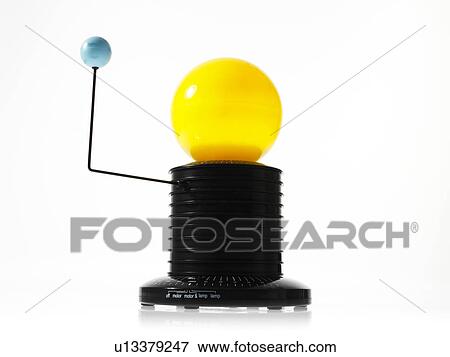 Earth rotating sun model on white background View Large Photo Image Stock Photo - Earth rotating sun model on white background. Fotosearch