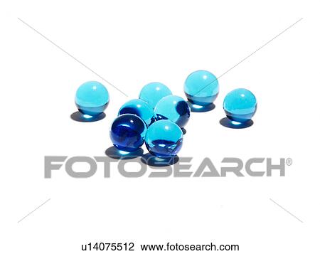 Stock Image - Eight blue glass balls. Fotosearch