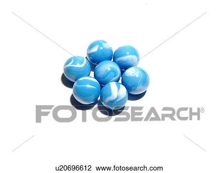 Stock Image - Eight blue glass balls. Fotosearch