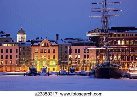 Stock Photo - Finland, Helsinki, Ships moored in marina. Fotosearch