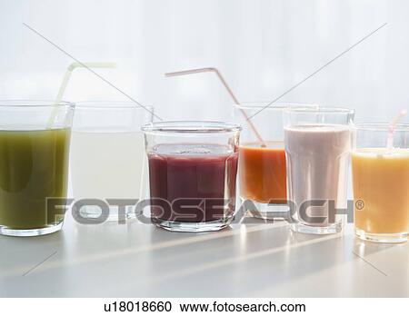 Stock Image - Fresh smoothies and juice. Fotosearch