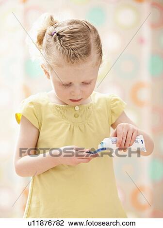 Girl (2-3) brushing teeth View Large Photo Image Stock Image - Girl (2-3) brushing teeth. Fotosearch