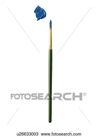 Green paintbrush with blue paint on white background View Large Photo Image Stock Image - Green paintbrush with blue paint on white background. Fotosearch
