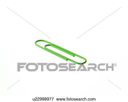 Stock Photo - Green paper clip on white background. Fotosearch