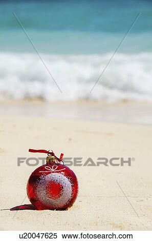 Stock Photography - Mexico, Playa Del Carmen, christmas decoration on beach. Fotosearch