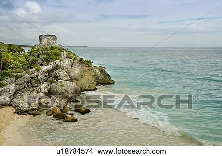 Mexico, Tulum, ancient ruins on beach View Large Photo Image Picture - Mexico, Tulum, ancient ruins on beach. Fotosearch