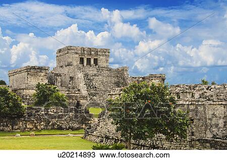 Stock Image - Mexico, Tulum, ancient ruins. Fotosearch