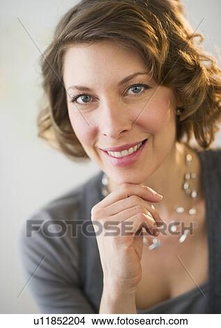 Picture - Portrait of smiling woman . Fotosearch