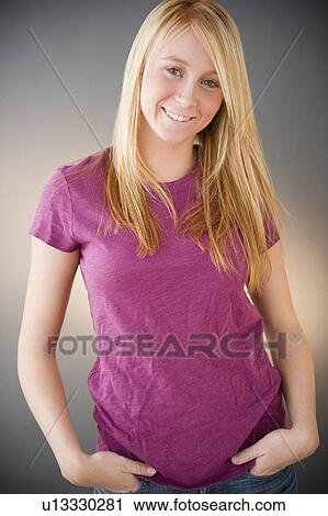 Stock Image - Portrait of young woman. Fotosearch