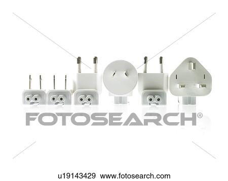 Stock Photo - Row of plugs on white background. Fotosearch
