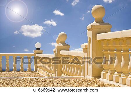 Spain, Costa Blanca, White balustrade View Large Photo Image Stock Image - Spain, Costa Blanca, White balustrade. Fotosearch