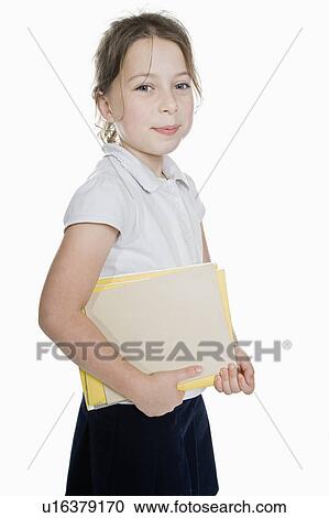Studio portrait of schoolgirl (8-9) View Large Photo Image Stock Image - Studio portrait of schoolgirl (8-9). Fotosearch