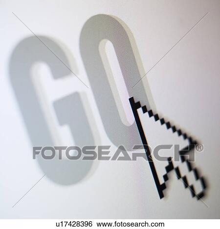 Studio shot of arrow cursor on go button View Large Photo Image Stock Photograph - Studio shot of arrow cursor on go button. Fotosearch