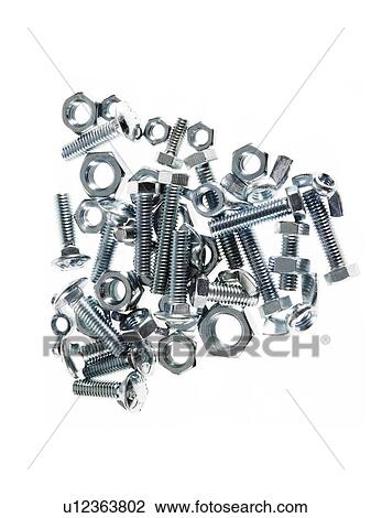 Stock Image - Studio shot of bolts and nuts. Fotosearch
