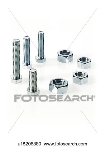 Stock Image - Studio shot of bolts and nuts. Fotosearch