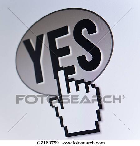 Stock Photo - Studio shot of cursor on yes button. Fotosearch