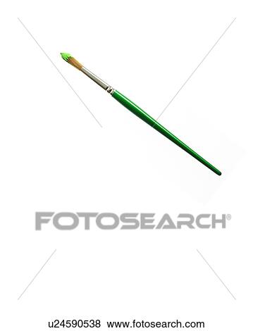Stock Photo - Studio shot of green paintbrush. Fotosearch