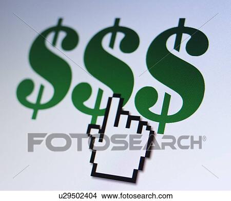 Studio shot of hand cursor on dollar sign View Large Photo Image Picture - Studio shot of hand cursor on dollar sign. Fotosearch