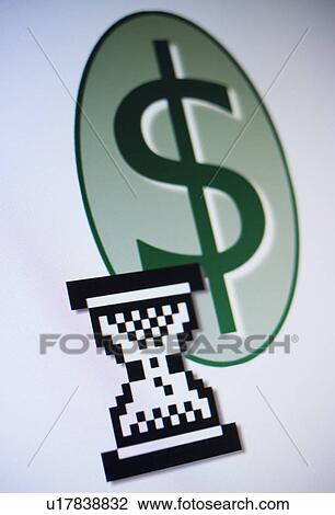 Studio shot of hourglass icon on dollar sign View Large Photo Image Stock Image - Studio shot of hourglass icon on dollar sign. Fotosearch