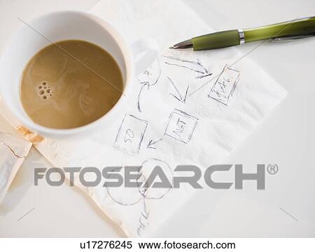 Stock Photography - Studio shot of napkin with doodle. Fotosearch