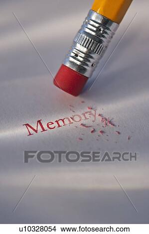 Studio shot of pencil erasing the word memory from piece of paper View Large Photo Image Picture - Studio shot of pencil erasing the word memory from piece of paper. Fotosearch