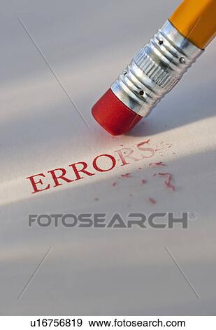 Stock Photo - Studio shot of pencil erasing the word errors from piece of paper. Fotosearch