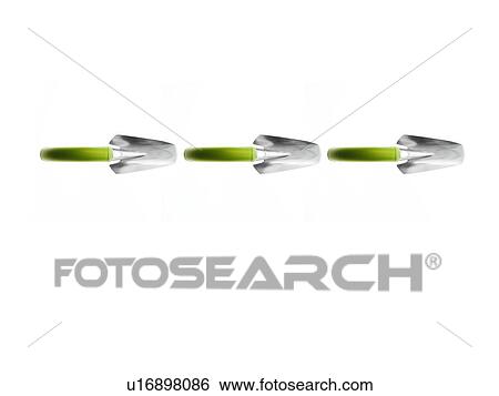 Studio shot of three spades in row View Large Photo Image Stock Photograph - Studio shot of three spades in row. Fotosearch