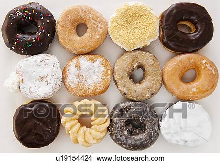 Picture - Studio shot of various donuts. Fotosearch