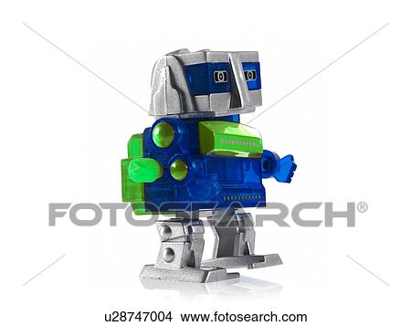 Picture - Toy robot on white background. Fotosearch