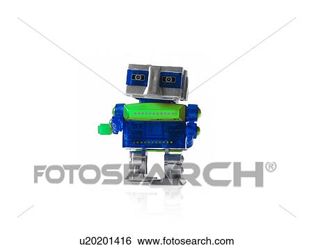 Stock Photograph - Toy robot on white background. Fotosearch