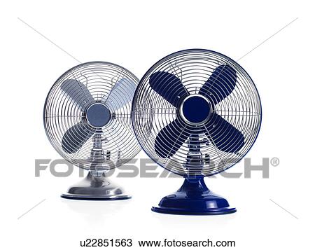 Stock Image - Two electric fans on white background. Fotosearch