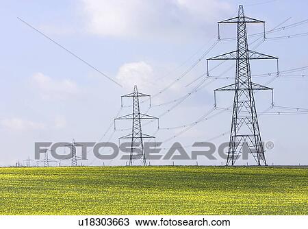UK, Cambs, Burwell, Electricity pylons View Large Photo Image Stock Image - UK, Cambs, Burwell, Electricity pylons. Fotosearch