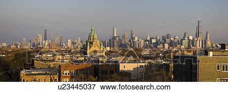 USA, Illinois, Chicago skyline View Large Photo Image Stock Photo - USA, Illinois, Chicago skyline. Fotosearch