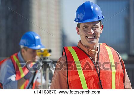 USA, New Jersey, Jersey City, portrait of construction worker View Large Photo Image Stock Image - USA, New Jersey, Jersey City, portrait of construction worker. Fotosearch