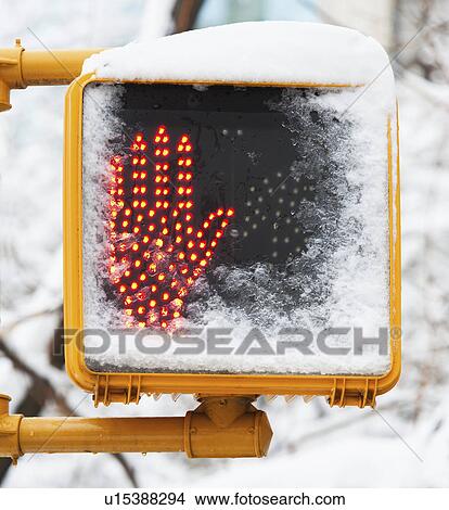 USA, New York, New York City, close up of "don't walk sign" with glowing red hand in winter View Large Photo Image Picture - USA, New York, New York City, close up of "don't walk sign" with glowing red hand in winter. Fotosearch