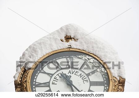 USA, New York, New York City, close up of antique clock covered with snow View Large Photo Image Picture - USA, New York, New York City, close up of antique clock covered with snow. Fotosearch