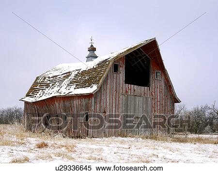 Stock Photography - USA, New York State, Farm buildings in snow. Fotosearch