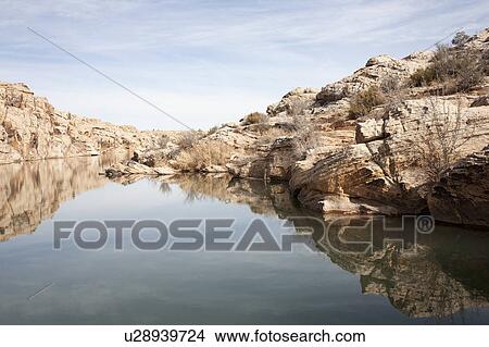 Picture - USA, New York State, River flowing through rocky canyon. Fotosearch