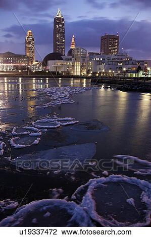 USA, Ohio, Cleveland skyline across frozen lake at sunrise View Large Photo Image Stock Image - USA, Ohio, Cleveland skyline across frozen lake at sunrise. Fotosearch