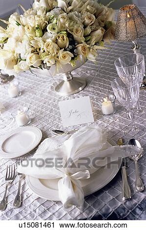 Stock Image - Wedding reception table. Fotosearch