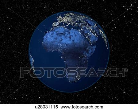 Stock Photography - Africa at night, satellite image. Fotosearch