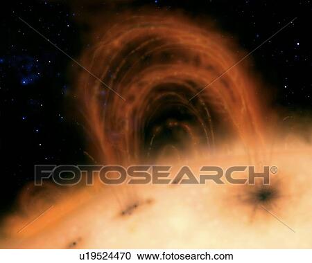 Stock Image - Artwork of a solar prominence. Fotosearch