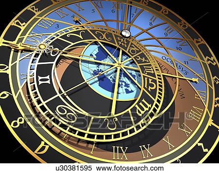 Astronomical clock, artwork View Large Photo Image Stock Photography - Astronomical clock, artwork. Fotosearch