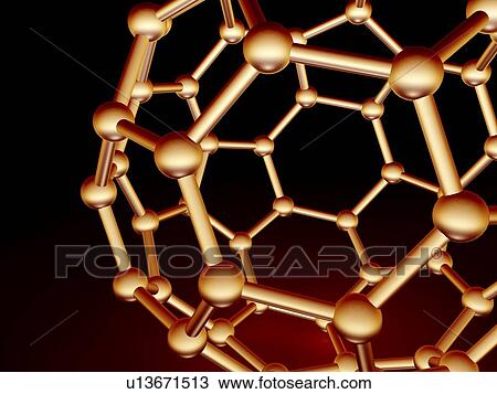 Stock Image - Buckminsterfullerene molecule. Fotosearch