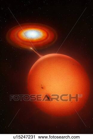 Stock Image - Cataclysmic binary stars, artwork. Fotosearch