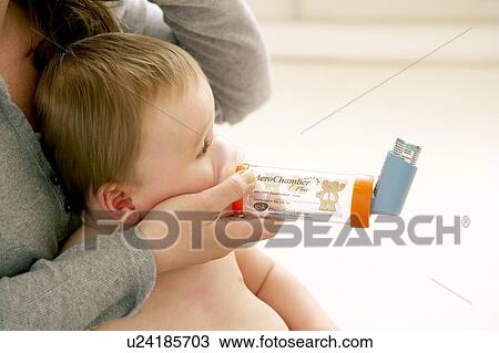Stock Image - Childhood asthma. Fotosearch