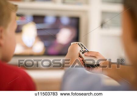 Stock Image - Children watching television. Fotosearch