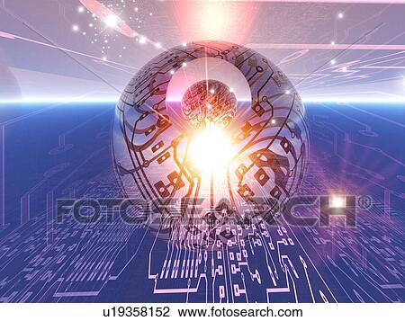 Stock Image - Electronic world, artwork. Fotosearch