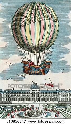 First hydrogen balloon flight, 1783 View Large Photo Image Stock Photo - First hydrogen balloon flight, 1783. Fotosearch
